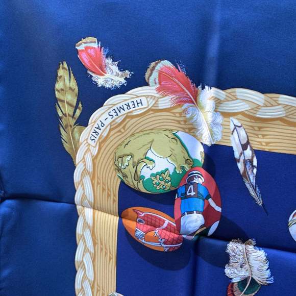 HERMES Paris Blue Silk Scarf Couvee D' 1994 Caty Latham - Picture 7 of 7